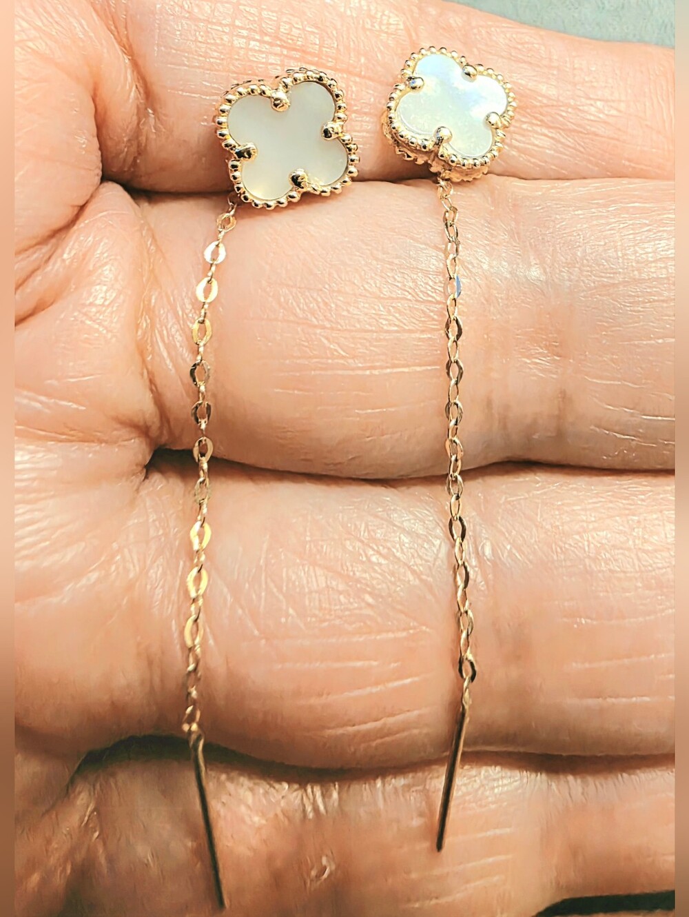 💛18k Gold Mother Of Pearl Tictac Earrings